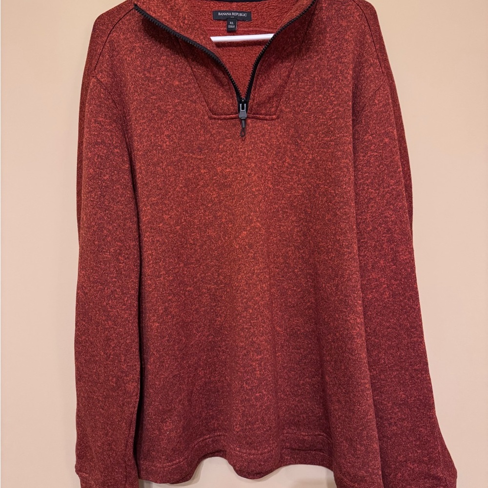 Banana Republic Men's Maroon Zip-Up Sweater